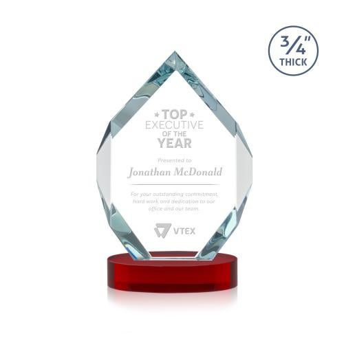 Awards and Trophies - Crystal Awards - Royal Diamond Red on Alberton Base Crystal Award