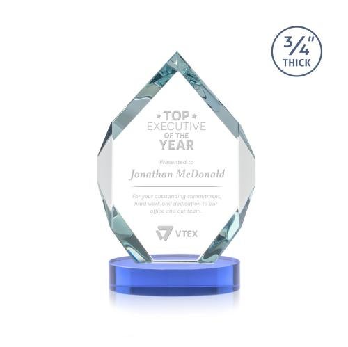Awards and Trophies - Crystal Awards - Royal Diamond Sky Blue on Alberton Base Crystal Award