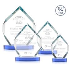 Royal Diamond Sky Blue on Alberton Base Polygon Crystal Award - Crystal Awards