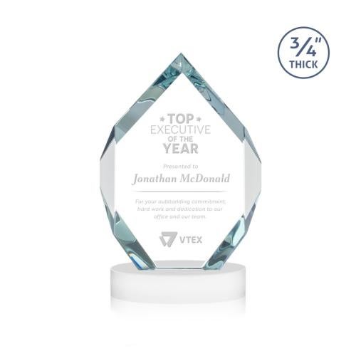 Awards and Trophies - Crystal Awards - Royal Diamond White on Alberton Base Polygon Crystal Award