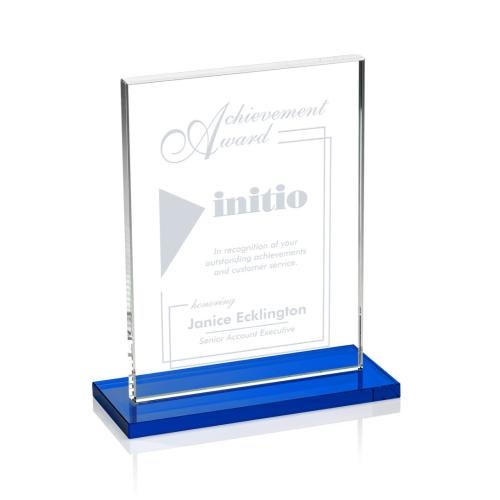 Awards and Trophies - Crystal Awards - Emperor Blue (Vert) Rectangle Crystal Award