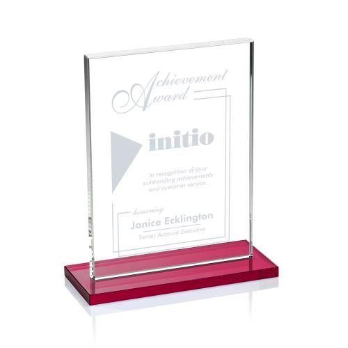 Awards and Trophies - Crystal Awards - Emperor Red (Vert) Rectangle Crystal Award