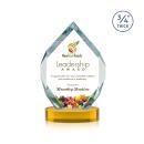 Royal Diamond Full Color Amber on Alberton Base Polygon Crystal Award