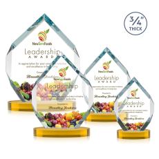 Royal Diamond Full Color Amber on Alberton Base Polygon Crystal Award - Crystal Awards
