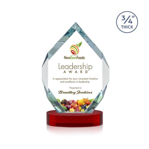 Awards and Trophies - Crystal Awards - Royal Diamond Full Color Red on Alberton Base Polygon Crystal Award