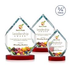 Royal Diamond Full Color Red on Alberton Base Polygon Crystal Award - Colored Crystal Awards