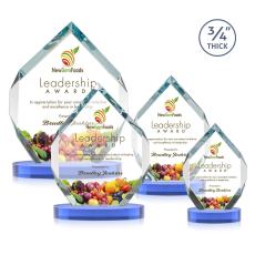 Royal Diamond Full Color Sky Blue on Alberton Base Polygon Crystal Award - Awards and Trophies