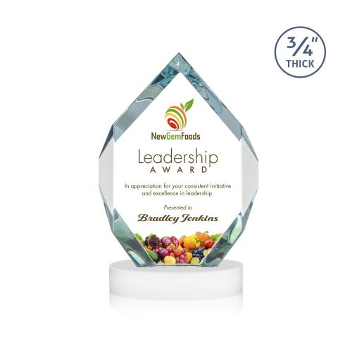 Awards and Trophies - Crystal Awards - Royal Diamond Full Color White on Alberton Base Crystal Award
