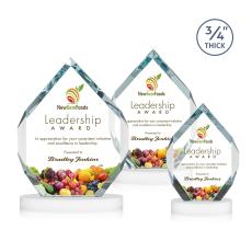 Royal Diamond Full Color White on Alberton Base Crystal Award - Full Color Imprint