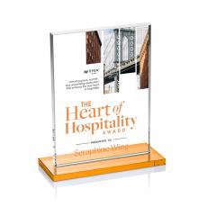 Emperor Full Color Amber (Vert) Rectangle Crystal Award - Awards and Trophies