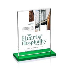 Emperor Full Color Green (Vert) Rectangle Crystal Award - Awards and Trophies