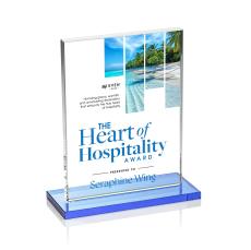 Emperor Full Color Sky Blue (Vert) Rectangle Crystal Award - Crystal Awards