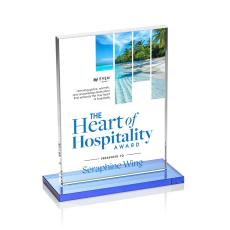 Emperor Full Color Sky Blue (Vert) Rectangle Crystal Award - Awards and Trophies