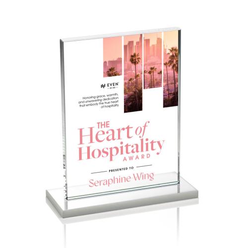 Awards and Trophies - Crystal Awards - Emperor Full Color White (Vert) Rectangle Crystal Award