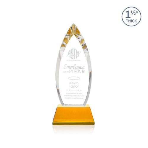 Awards and Trophies - Crystal Awards - Fortier Amber on Entwhistle Base Peaks Crystal Award