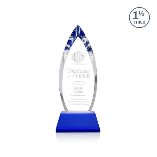 Awards and Trophies - Crystal Awards - Fortier Blue on Entwhistle Base Peaks Crystal Award