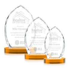 Wilton Amber on Alberton Base Peaks Crystal Award - Crystal Awards