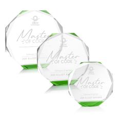 Acadian Green Polygon Crystal Award - Crystal Awards