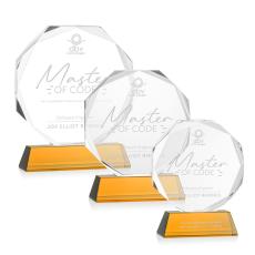 Acadian Amber on Newhaven Base Polygon Crystal Award - Diamond Awards