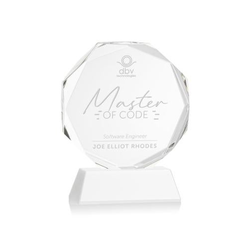 Awards and Trophies - Crystal Awards - Acadian White on Newhaven Base Polygon Crystal Award