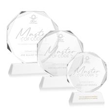 Acadian White on Newhaven Base Polygon Crystal Award - Awards and Trophies