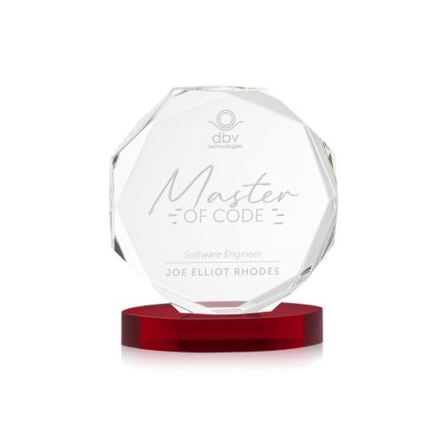 Awards and Trophies - Crystal Awards - Acadian Red on Alberton Base Polygon Crystal Award