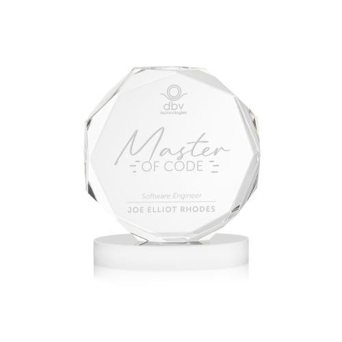 Awards and Trophies - Crystal Awards - Acadian White on Alberton Base Polygon Crystal Award
