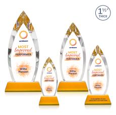 Fortier Full Color Amber on Entwhistle Base Peaks Crystal Award - Crystal Awards