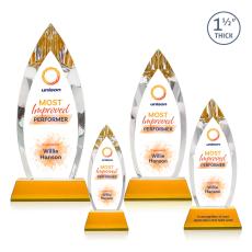 Fortier Full Color Amber on Entwhistle Base Peaks Crystal Award - Awards and Trophies