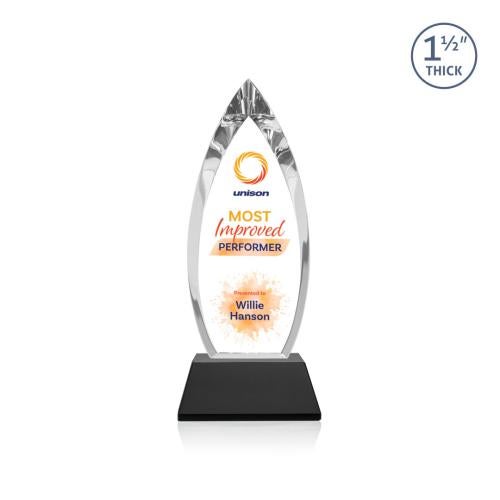 Awards and Trophies - Crystal Awards - Fortier Full Color Black on Entwhistle Base Peaks Crystal Award