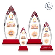 Fortier Full Color Red on Entwhistle Base Peaks Crystal Award - Crystal Awards