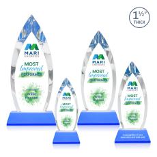 Fortier Full Color Sky Blue on Entwhistle Base Peaks Crystal Award - Full Color Imprint
