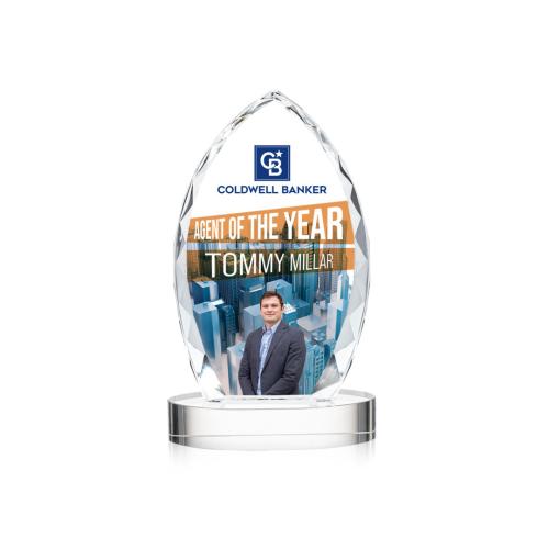 Awards and Trophies - Crystal Awards - Wilton Full Color Clear on Alberton Base Peaks Crystal Award