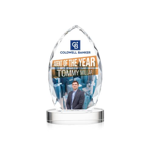 Awards and Trophies - Crystal Awards - Wilton Full Color Clear on Alberton Base Peaks Crystal Award