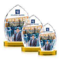 Wilton Full Color Gold on Alberton Base Peaks Crystal Award - Awards and Trophies