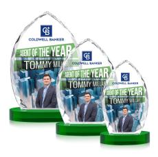 Wilton Full Color Green on Alberton Base Peaks Crystal Award - Full Color Imprint