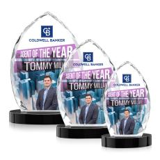 Wilton Full Color Black on Alberton Base Peaks Crystal Award - Awards and Trophies
