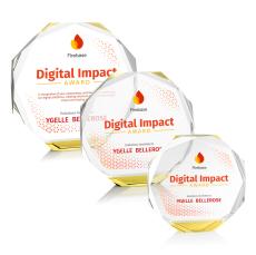 Acadian Full Color Gold Polygon Crystal Award - Crystal Awards