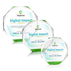 Acadian Full Color Green Polygon Crystal Award - Crystal Awards