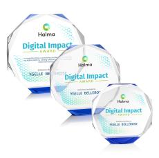 Acadian Full Color Blue Polygon Crystal Award - Crystal Awards