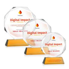 Acadian Full Color Amber on Newhaven Base Polygon Crystal Award - Awards and Trophies