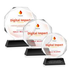 Acadian Full Color Black on Newhaven Base Polygon Crystal Award - Diamond Awards