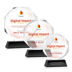 Acadian Full Color Black on Newhaven Base Polygon Crystal Award - Full Color Imprint