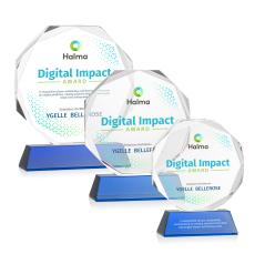 Acadian Full Color Blue on Newhaven Base Polygon Crystal Award - Full Color Imprint