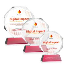 Acadian Full Color Red on Newhaven Base Polygon Crystal Award - Diamond Awards