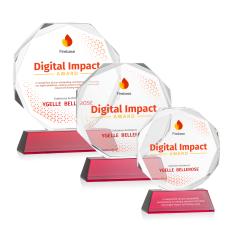 Acadian Full Color Red on Newhaven Base Polygon Crystal Award - Full Color Imprint