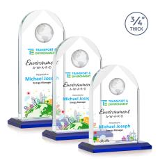 Blake Full Color Blue Globe Crystal Award - Globe Awards