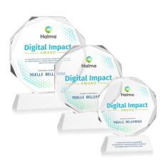 Acadian Full Color White on Newhaven Base Polygon Crystal Award - Diamond Awards