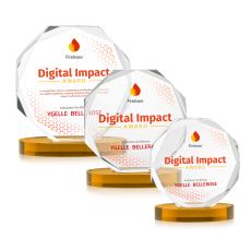 Acadian Full Color Amber on Alberton Base Polygon Crystal Award - Awards and Trophies