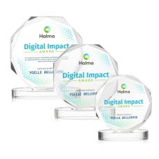 Acadian Full Color Clear on Alberton Base Polygon Crystal Award - Diamond Awards